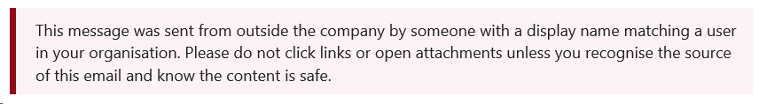 Warn Office365 Users When An Email Arrives From An Outside Sender